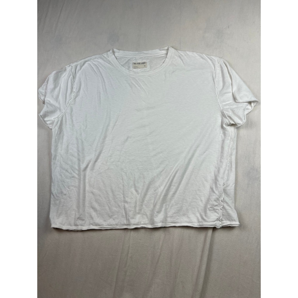 Free People We The Free White Boxy T-Shirt Medium Exposed Seams OB1690079